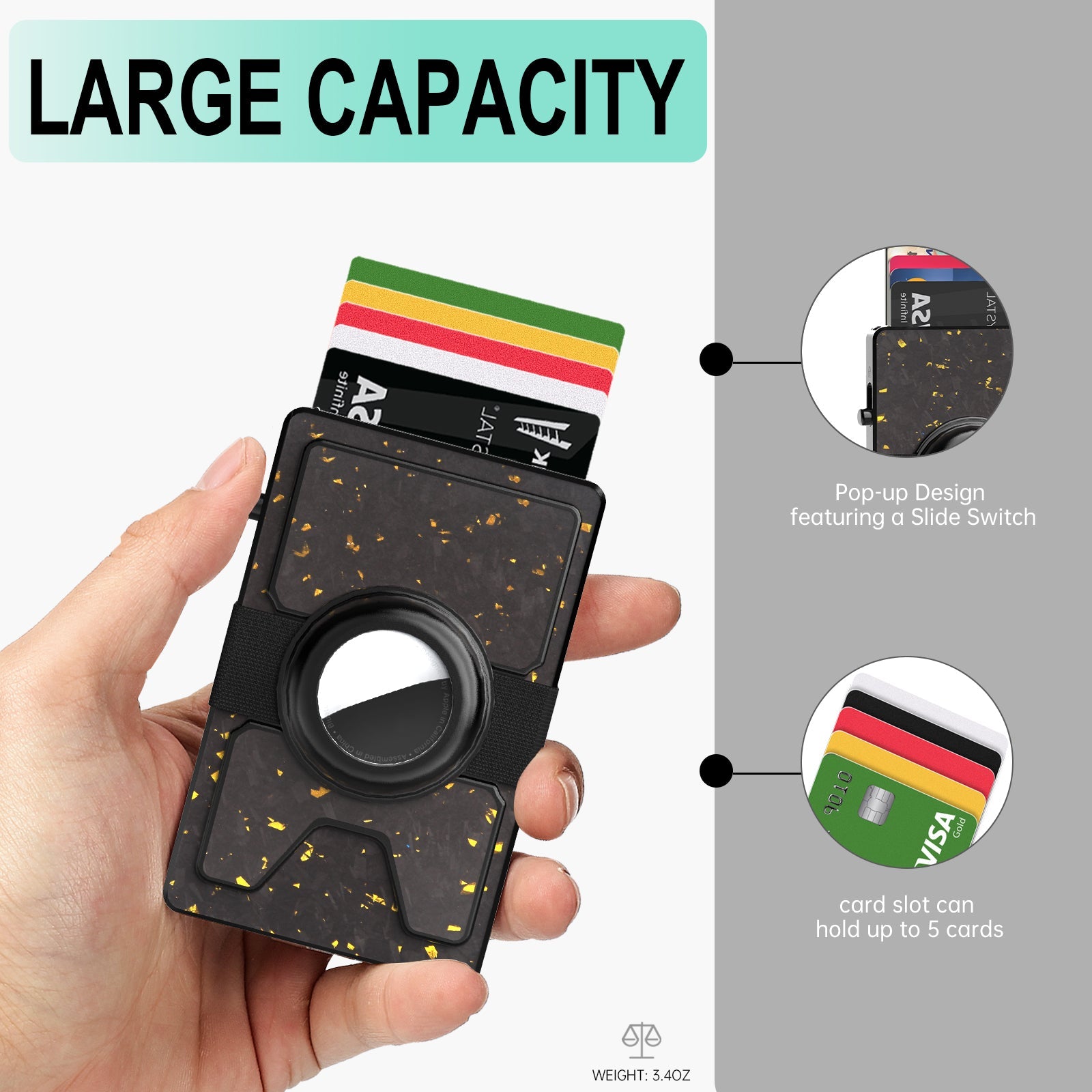 TOYFID Best Mens Forged Carbon Fiber Wallet with Airtag Holder & Expansion Board-0